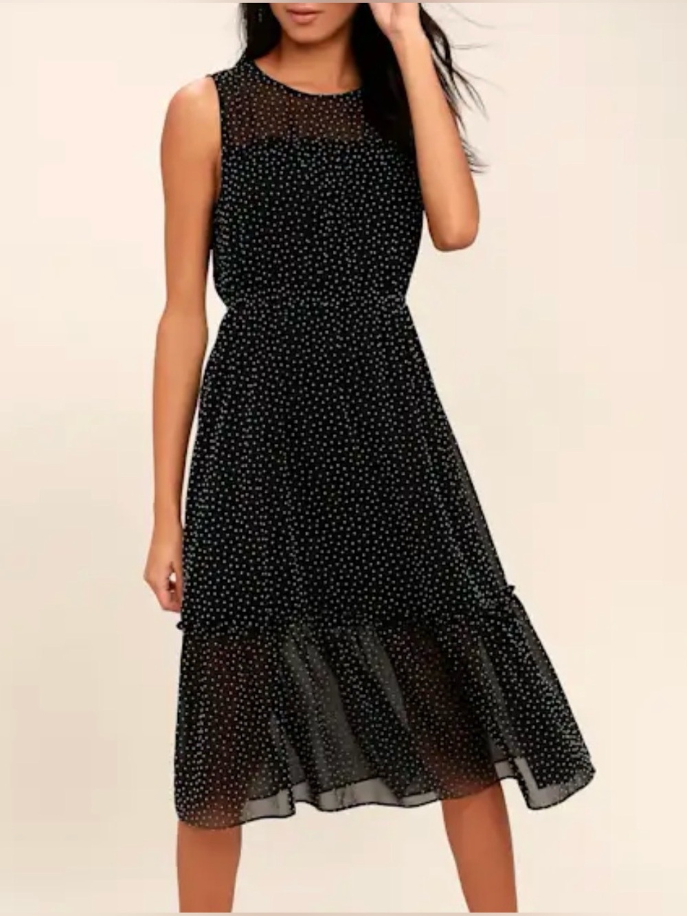 Lulus Afternoon Stroll Black Polka Dot Midi Dress
